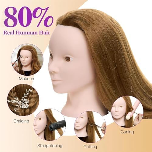 28" Mannequin Head with 80% Real Human Hair for Makeup Practice Head - Image 2