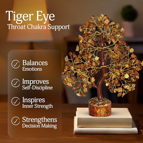 YATSKIA Tiger Eye Tree of Life Crystal Bonsai, Unique Gifts for Women, Sister & Friends, Handmade Gem Tree, Home, Bedroom & Office Desk Decor, Birthday Gifts - Image 3