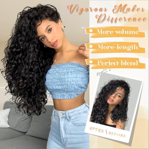 Vigorous Curly Clip In Hair Extensions,4PCS 16 inch Thick Curly Hair Extensions Lace Weft Clip Ins Invisible Natural Synthetic Hairpieces for Women,Light Brown(Z1#) - Image 5