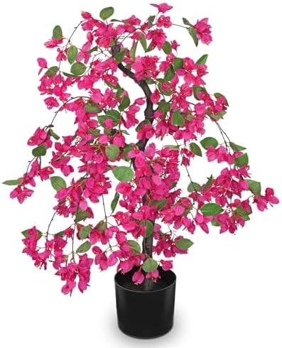 Briful Artificial Bougainvillea Plant in Black Pot 29.5" Tall Faux Silk Bougainvillea Floral Tree Tropical Fake Bougainvillea Tree for Home Office Room Garden Balcony Décor(Pink) by Briful
