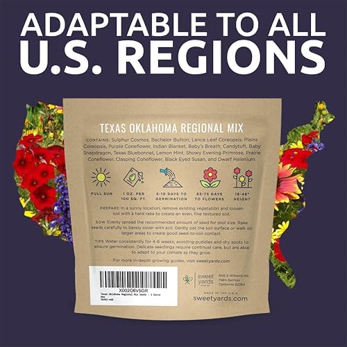 Texas Oklahoma Wildflower Seeds Mixture - Bulk 1 Ounce Packet - Over 15,000 Native Seeds - Open Pollinated and Non GMO - Image 7