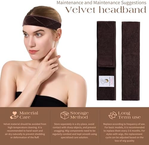 Dark Brown Wig Grip Band 2 Pack for Half Wig, Non Slip Velvet - Image 2