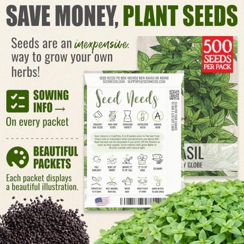 Seed Needs Spicy Globe Basil Seeds to Plant an Herb Garden - 5 Packs - Image 3
