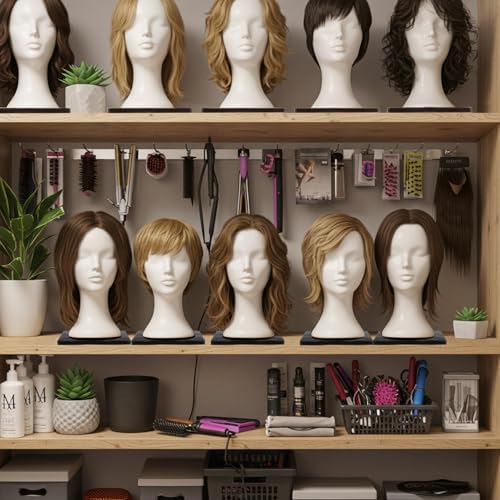 AceOrbit 10 Pcs Foam Mannequin Wig Head Stands, Black, Plastic - Image 4