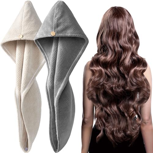 YFONG 2 Pack Large Microfiber Hair Towel Wrap for Women, Quick Dry Turban by YFONG