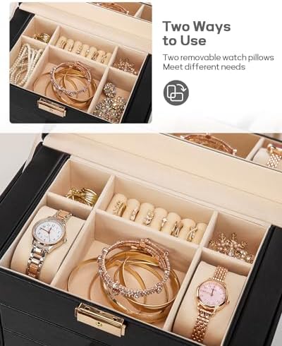 Homde Large Jewelry Box for Women: 5-Layer Organizer with Lock for Dresser - Image 4