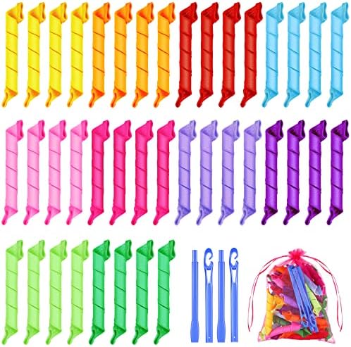 40 Pcs Heatless Spiral Curlers Kit No Heat Curlers Tools for Women by Yilloog