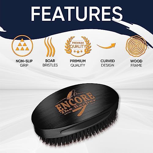 360 Wave Brush medium boar bristle | curved palm for men hair (Black) - Image 5