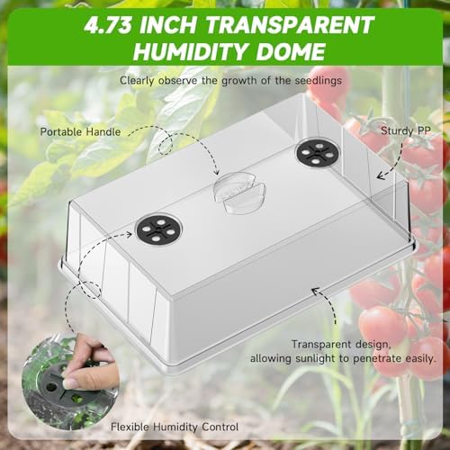 Seed Starter Tray, Gardening Plant Grow Trays Kit for Seedling, Germination Trays with 4.72 Inch High Humidity Domes，Large Growing Space & Better Air Flow for Seed Starting, Mini Greenhouse, 3PCS - Image 3