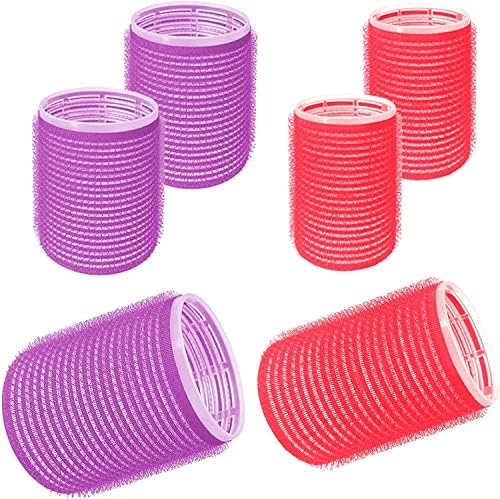 Jumbo Hair Rollers, 6 Packs Large Rollers For Hair, Self Grip Salon Hairdressing Curlers, Hair Curlers Sets, DIY Curly Hairstyle, Colors May Vary, (3xJumbo+3xLarge) by BESSEEK