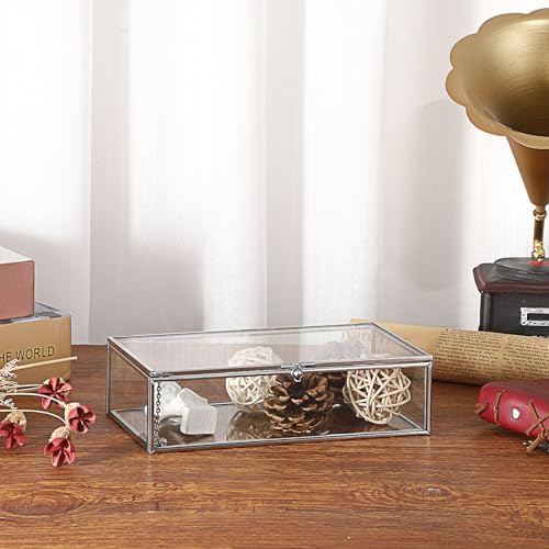 Hipiwe Glass Keepsake Display Box Large Clear Jewelry Lidded Boxes with Lid - Image 5