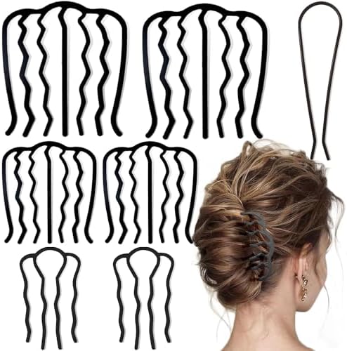 7 Pcs Metal Hair Side Combs Hair Fork Clip Teeth Hair Pin Stick for Updo Bun, U Shape Hair Combs for Vintage Hairstyle Hair Accessories, Thick Hair Combination by LAPOHI