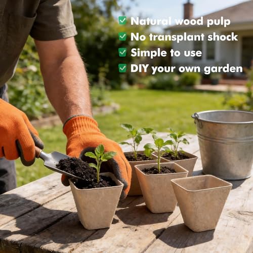 3.15 Inch Peat Pots 60 Pack, Square Seed Starting Pots with Plant Labels - Image 4