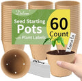 Dalzom® 60Pcs 4” Peat Pots with 60Pcs Plant Labels, Biodegradable Pots for Seedlings with Drainage Holes, Garden Plant Nursery Pots Seed Starting Trays by Dalzom
