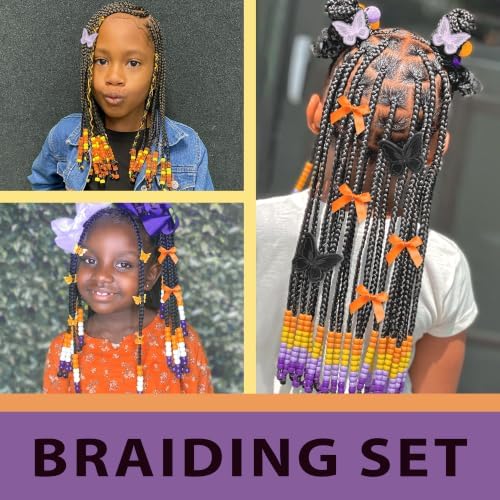 100pcs Hair Beads for Braids Halloween Small Hair Bows Lace Embroidery Butterfly Hair Clips Loc Dreadlock Hair Beads Y2K Hair Accessories for Women Girls - Image 3