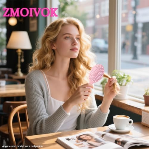 8 pcs Mini Hair Brush,Travel Detangling Brush for Most Hair Types (Pink) - Image 6