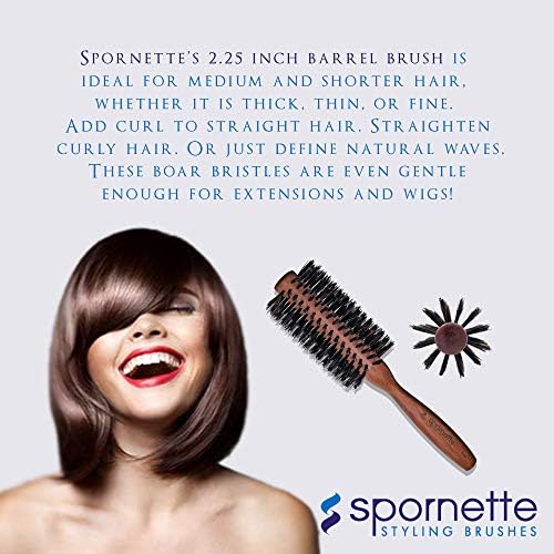 Spornette Italian Round Boar Bristle Brush - Large Round Brush for Blow Drying, Styling & Volumizing - Wooden Brush for Medium to Long Thick, Fine, Curly or Straight Hair (2.25 inch) - Image 5