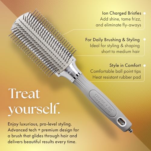 Olivia Garden Ceramic + Ion XL Pro Hair Brush - Paddle Brush for All Hair Types - Smooths and Adds Shine - Image 3