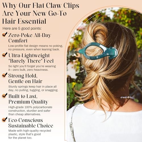 AWAYTR 6Pcs French Flat Hair Clips, Lay Flat Claw Clip for Women - Image 3