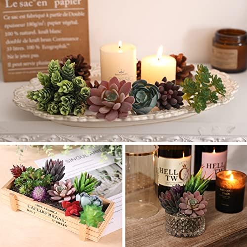 CEWOR 14pcs Fake Succulents Unpotted Realistic Textured Succulent Plants Mini Artificial Succulent Plants Faux, Premium Decor for DIY Crafting Home Floral Wall Garden Arrangement Office Decoration - Image 3