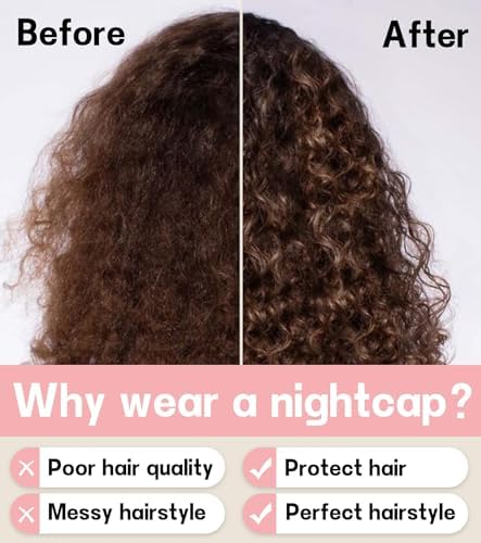 SECZIPE 2pcs Silk Satin Bonnet Hair Wrap for Sleeping, Adjustable Strap Curly Natural Hair Night Caps for Women Men(Pink&Pink) - Image 5