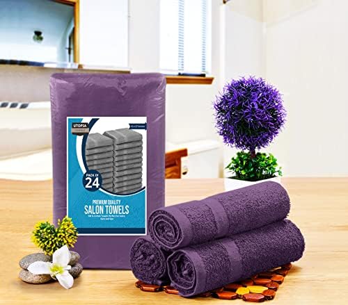 Utopia Towels - Salon Towel, Pack of 24 (Not Bleach Proof, 16 x 27 Inches) Highly Absorbent Cotton Towels for Hand, Gym, Beauty, Spa, and Home Hair Care, Plum - Image 2