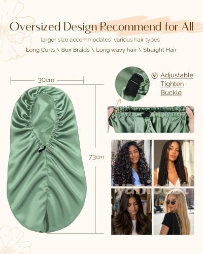YANIBEST Adjustable Satin Sleep Bonnet, Double Layer Extra Long Hair Bonnet - Image 4