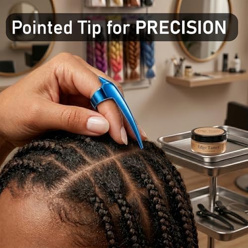 My Hair Tools Hair Parting & Sectioning Ring – Stainless Steel Finger Braiding Pick Tool for Dreadlocks, Wigs, Weaves, Hair Extensions – Quick Install Styling Tool for Salon & Home Use (Blue) - Image 5