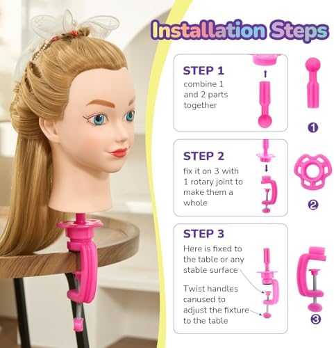 Mannequin Head for Kids - Doll Head for Hair Styling for Kids, Cosmetology Manikin Practice Training Head for Braiding Hairdressing for Girls #27 - Image 6