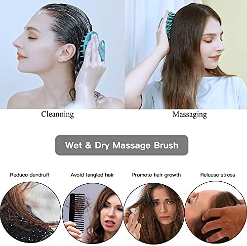 One-piece Silicone Scalp Massager Shampoo Brush Hair Wash, Gray + Green - Image 5