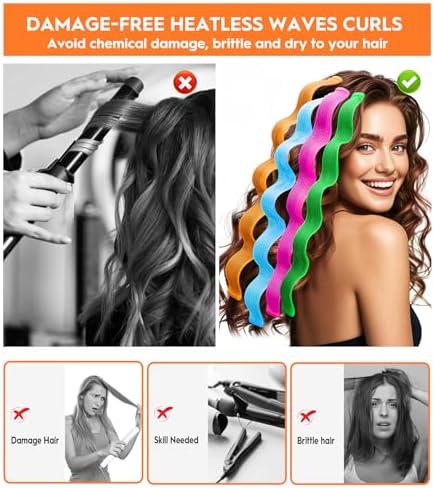 42 Pcs Heatless Wave Curlers for Medium Long Hair, 17.7 Inch - Image 2