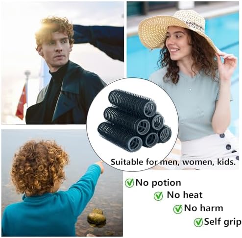 18PCS Self Grip Small Hair Curlers Heatless Roller Hair Curlers Pro Salon Hairdressing Curler DIY Curly Hairstyle Hair Rollers Tools Rat Tail Comb for Women Medium Short Hair(Black) - Image 3
