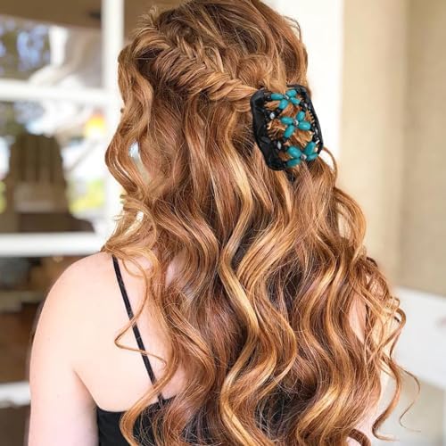 5 Pieces Stretchy Magic Hair Comb Adjustable Elastic Comb Hair Clip for Women Girls No Crease Hair Pins Vintage Hair Bun Maker Hair Accessories for Curly Thick Wavy Hair Ponytail - Image 3