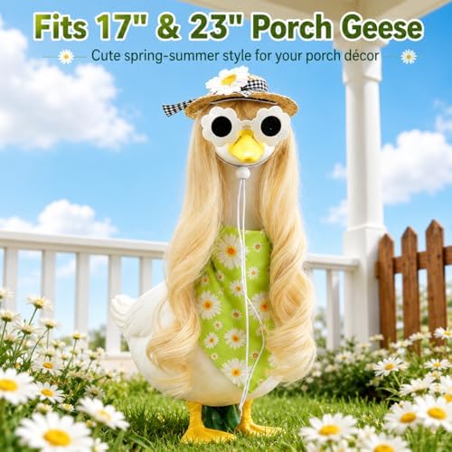 Daisy Porch Goose Outfit with Long Blonde Wig & Hat, 4-Piece - Image 2