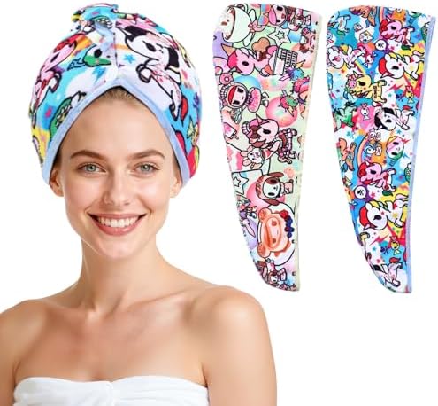 tokidoki Microfiber Hair Towel, Unicorno Hair Wrap,2 Pack Hair Dryer Towels by Tokidoki