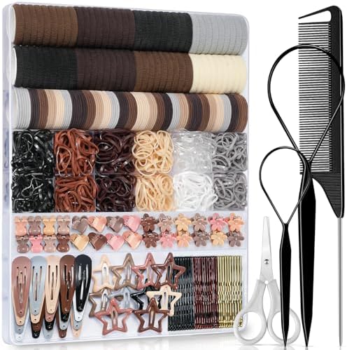 IKOCO 822PCS Hair Accessories for Girls, Elastic Hair Ties with Neutral Color Clips and Tools by Shineforyourbeauty