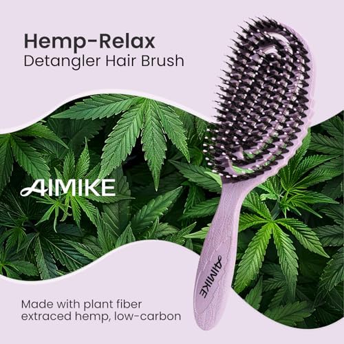 AIMIKE Hemp-Relax Detangling Hair Brush for Wet & Dry Hair, Purple2 - Image 2