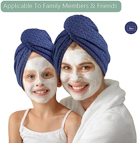 Dolwis Microfiber Hair Drying Towel: 2 Pcs Waffle Long Hair Turban Wrap - Image 5