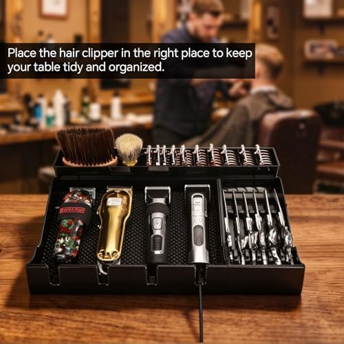 Clippers Tray Station, Multifunctional Hair Trimmer Holder for Barber & Salon and Homes (16 x 13 x 2.3 inch) - Image 2