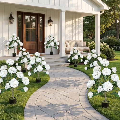 2 Pcs Faux Hydrangea Tree, 3Ft Hydrangea Artificial Flowers Potted - Image 6