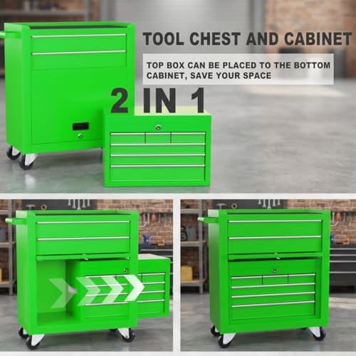 Dawmilon 8-Drawer Rolling Tool Chest, Detachable 2-in-1 Tool Box with Wheel - Image 5