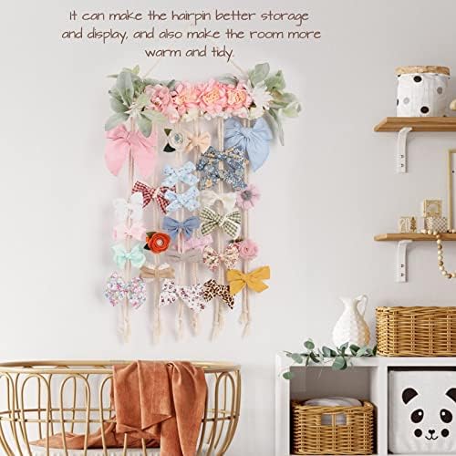 POVETIRE Bow Holder for Girls Hair Bows, Clips Hanging Organizer Baby Headband Storage Hair Accessory Display for Wall Room Baby Nursery Decors (Flower) - Image 4