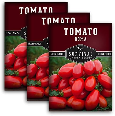 Roma Tomato Seeds for Planting - 3 Packs by SurvivalGardenSeeds
