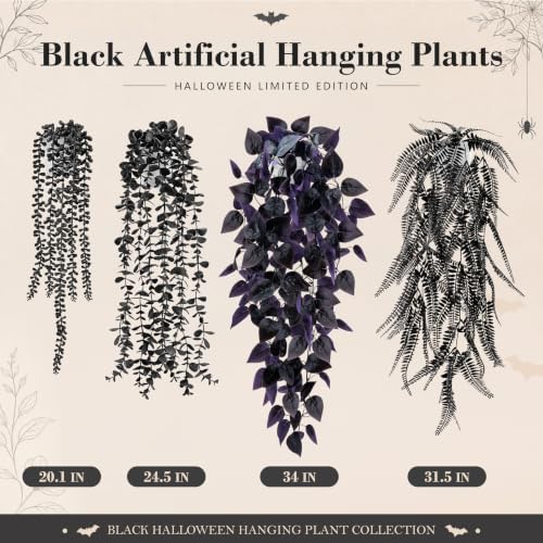 Der Rose 4 Pcs Fake Gothic Plants for Halloween Bathroom Decor Indoor - Image 3