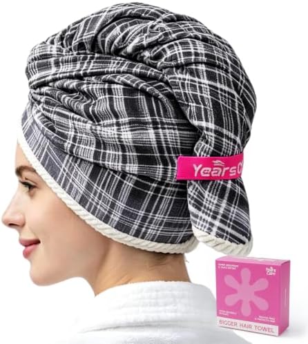 Years calm XL Microfiber Hair Towel Wrap for Women，Gray Stripes by Yearscalm