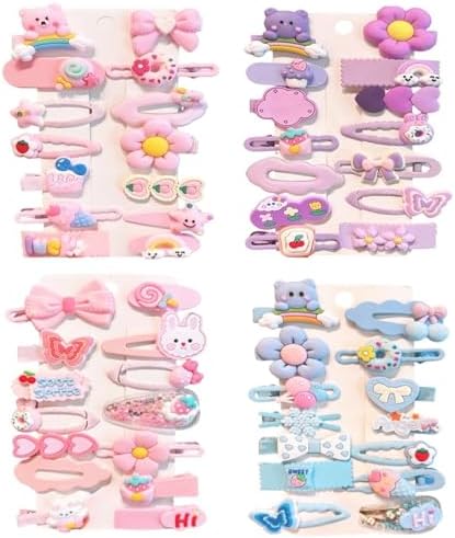 56 pcs Girl Hair Clips Cute Clips for Toddler Girls Hair Accessories for Kids Rabbit/Flower/Bow Colorful Patterns by Ooosonlu