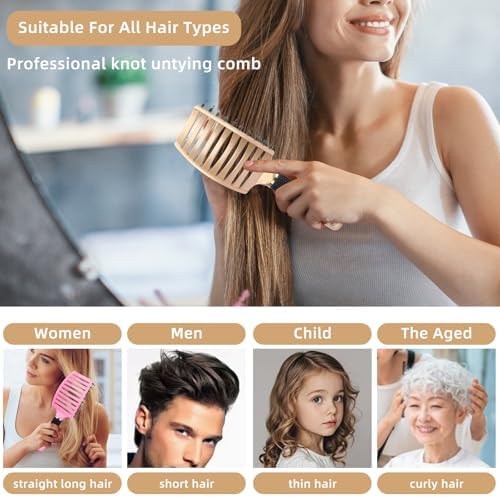 Detangler Brush for Wet and Dry Hair - Painless Hair Brush for Detangling Knots, Smoothing and Styling, for Adults and Kids, Gentle on Curly/Thick Hair (Golden) - Image 5