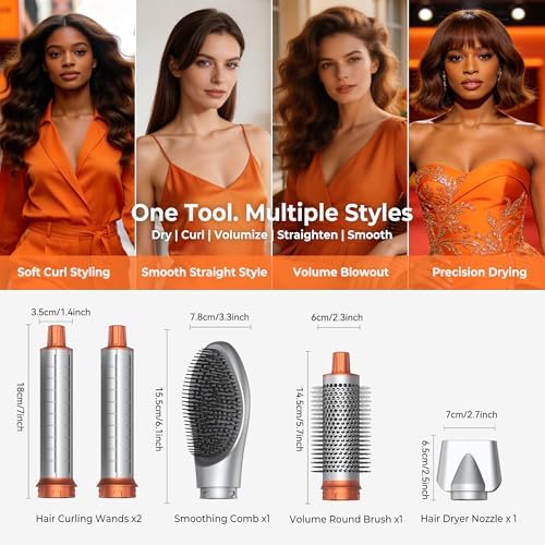 90 Degree Rotating Air Styler, 5 in 1 Hot Air Comb Set, Silver - Image 6