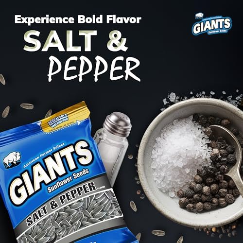 GIANTS Salt & Pepper Sunflower Seeds - Sunflower Seeds Bulk, Cracked Pepper Sunflower Seeds to Eat, Flavored Healthy Snack with 8g Protein Per Serving - 5 oz Bags (Pack of 3) - Image 4