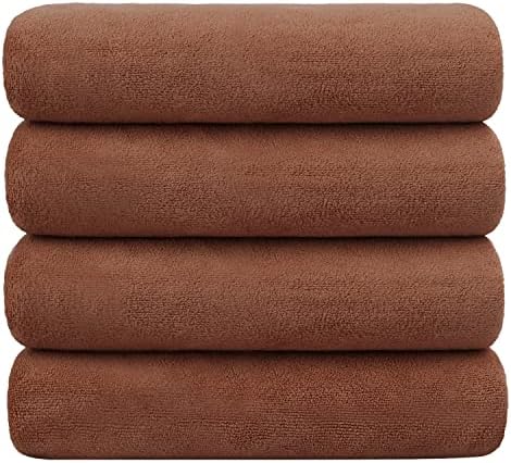 JML Microfiber Bath Towels, 30" x 60", 4 Pack, Brown by JML